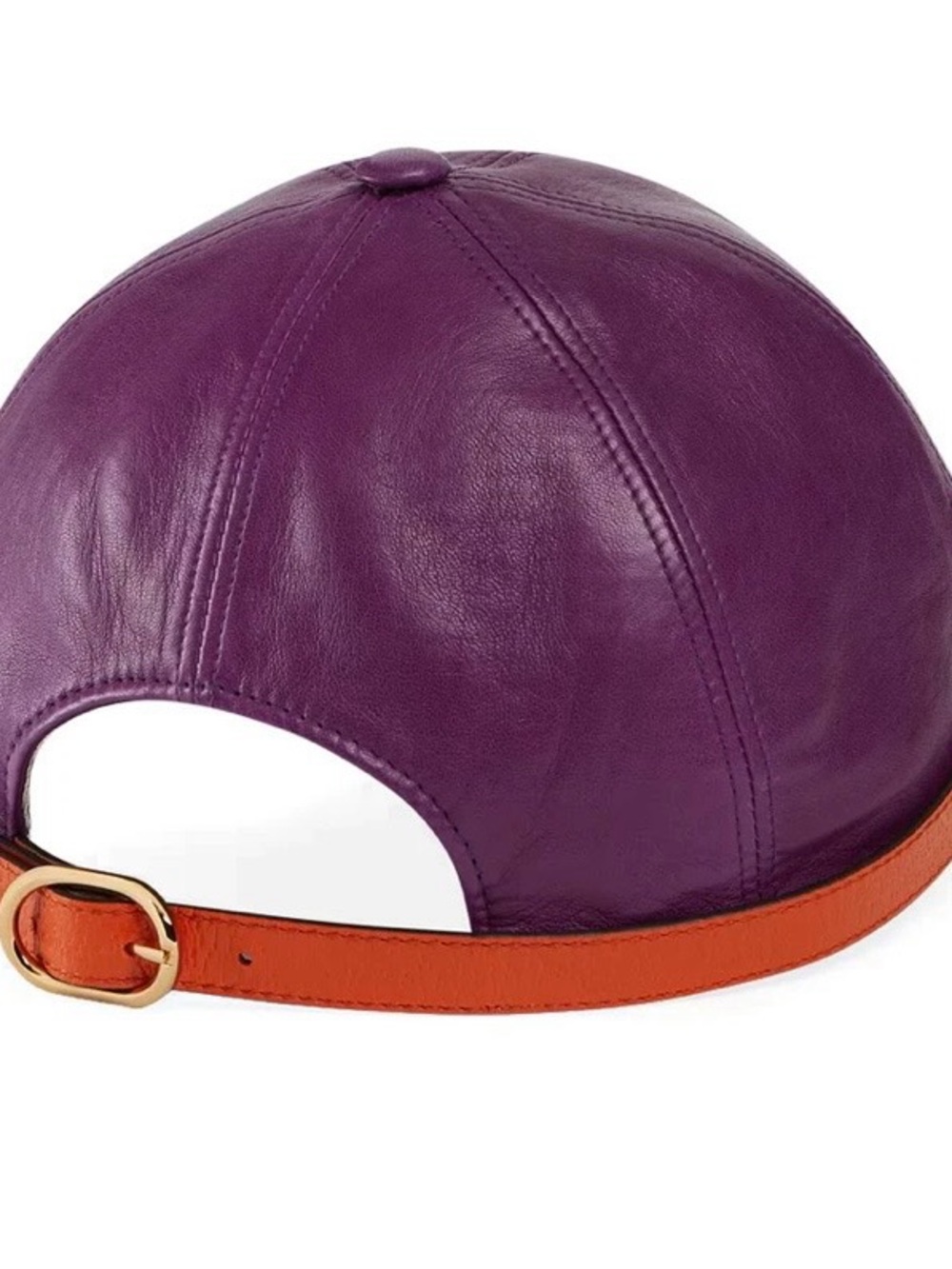 Gucci Two-Tone Purple and Orange Leather Cap 100 % Authentic - Picture 2 of 16